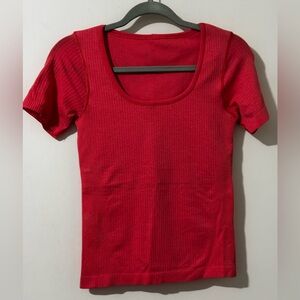 NWOT lululemon Women’s Red Ribbed Scoop Neck Top